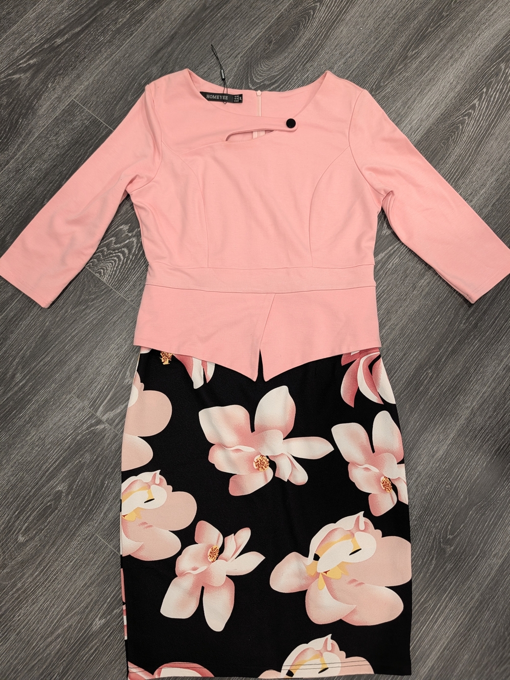 Romy Pink Top with Black Floral Midi Dress